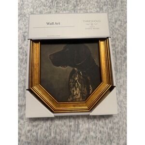 Threshold Studio McGee Pointer Dog Portrait Wall Art Gold Octag Frame 8x10 NIB